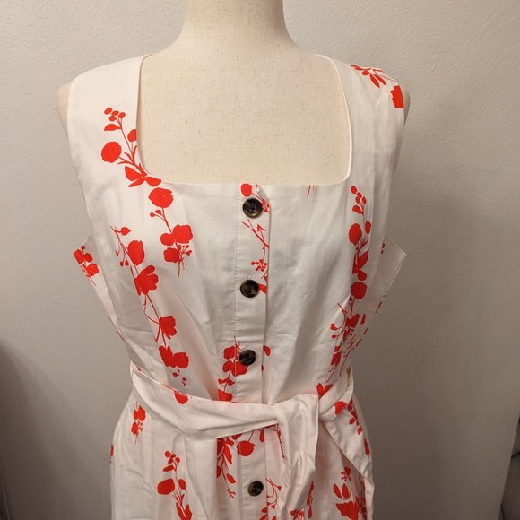 Ann Taylor Floral Button Flare Dress - Picture 7 of 12